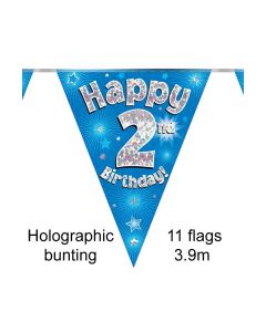  BUNTING 2ND BDAY BLUE HOLO 11 FLAGS 3.9M - 631021/1