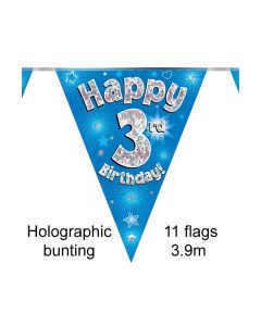  BUNTING 3RD BDAY BLUE HOLO 11 FLAGS 3.9M - 631045/1