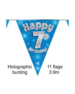  BUNTING 7TH BDAY BLUE HOLO 11 FLAGS 3.9M - 631120/1