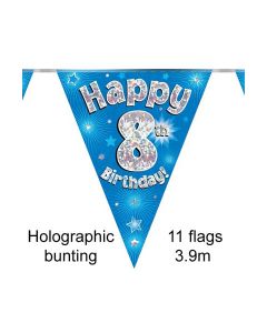  BUNTING 8TH BDAY BLUE HOLO 11 FLAGS 3.9M - 631144/1