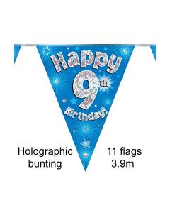  BUNTING 9TH BDAY BLUE HOLO 11 FLAGS 3.9M - 631168/1