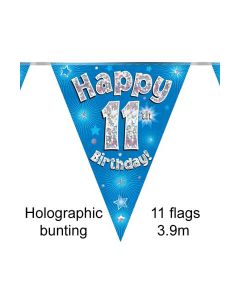  BUNTING 11TH BDAY BLUE HOLO 11 FLAGS 3.9M - 631205/1