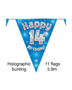  BUNTING 14TH BDAY BLUE HOLO 11 FLAGS 3.9M - 631267/1