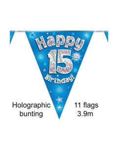  BUNTING 15TH BDAY BLUE HOLO 11 FLAGS 3.9M - 631281/1