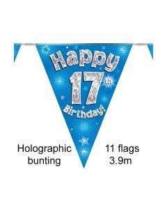  BUNTING 17TH BDAY BLUE HOLO 11 FLAGS 3.9M - 631328/1