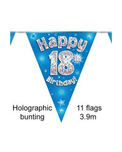  BUNTING 18TH BDAY BLUE HOLO 11 FLAGS 3.9M - 631342/1