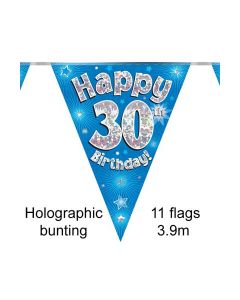  BUNTING 30TH BDAY BLUE HOLO 11 FLAGS 3.9M - 631380/1