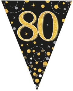 Age 80 Black & Gold Fizz 3.9m 11 Flag Bunting Oaktree