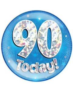 Age 90 Blue Holographic Jumbo Badge Oaktree