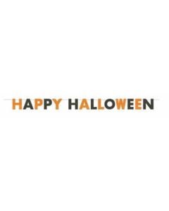 Happy Halloween Banner Glitter Orange & Black