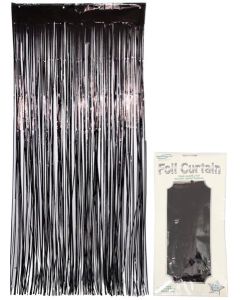 Foil Door Curtain Metallic Black OakTree