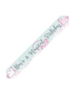 Single Banner Pink & Green Unicorn Birthday 2.6m Fun House