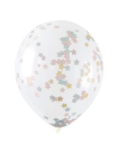 16" Clear Latex with Pink, Blue, Gold Confetti 5pk Unique