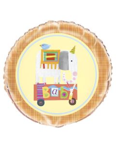 18" Pastel Yellow Circus Animials Round Foil Unique