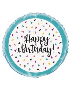18" Turquoise with Rainbow Confetti Birthday Round Foil Unique