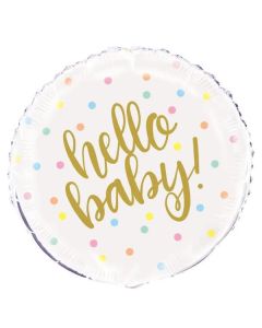 18" Hello Baby Gold Round Foil Unique