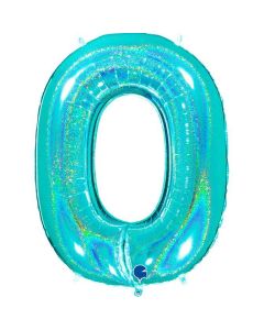 Number 0 Holo Glitter Tiffany 40" Foil Balloon - 770GHTI-P
