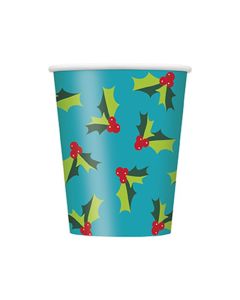 Xmas Holly 9oz Cup 8pk
