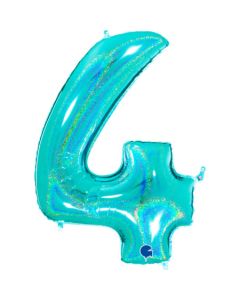 Number 4 Holo Glitter Tiffany 40" Foil Balloon - 774GHTI-P