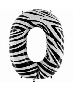 40" Number 0 Zebraloons Foil Balloon Grabo