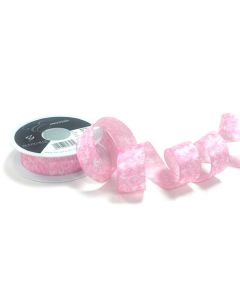 25mm Happy Hearts Pink Ribbon On A 20m Reel