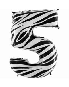 40" Number 5 Zebraloons Foil Balloon Grabo