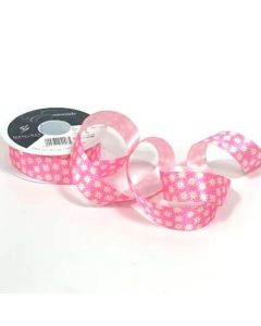 25mm Daisy Chain Pink Ribbon On A 20m Reel