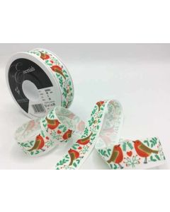 25mm Robin Nest Ribbon 20m Reel White/Multi