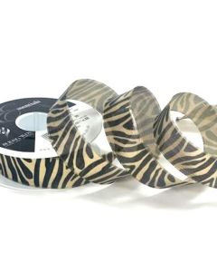 25mm Zebra Stripe Ribbon On A 20m Reel Gold/Black