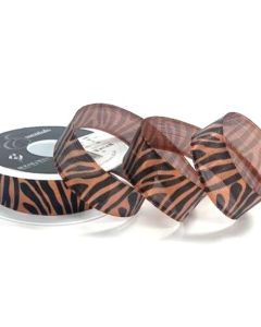 25mm Zebra Stripe Ribbon On A 20m Reel Copper/Black