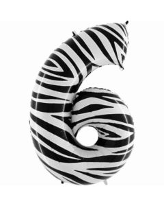 40" Number 6 Zebraloons Foil Balloon Grabo