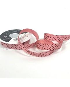 16mm Dalmation Pink/Black Ribbon On A 20m Reel