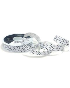 16mm Dalmation White & Black Ribbon On 20m Reel