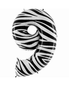 40" Number 9 Zebraloons Foil Balloon Grabo