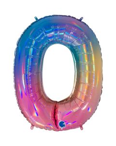 40" Colourful Rainbow Number 0 Foil Balloon Grabo