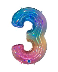 40" Colourful Rainbow Number 3 Foil Balloon Grabo