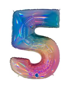 40" Colourful Rainbow Number 5 Foil Balloon Grabo