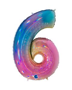 40" Colourful Rainbow Number 6 Foil Balloon Grabo