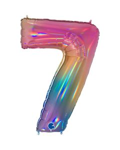 40" Colourful Rainbow Number 7 Foil Balloon Grabo