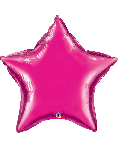 36" Magenta Star Foil Balloon Unpackaged Qualatex