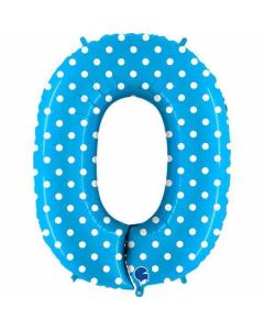 40" Blue Polka Dots Number 0 Foil Balloon Grabo