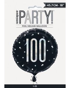 18' Glitz black 100 foil balloon Unique