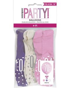 18" Age 70 Pink Latex 6pk Unique