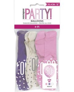 18" Age 80 Pink Latex 6pk Unique
