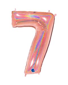40" Rose Gold Holographic Glitter Number 7 Foil Balloon Grabo