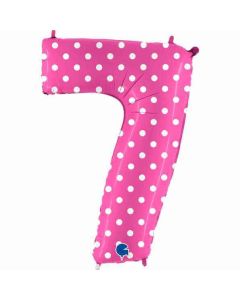 40" Pink Polka Dots Number 7 Foil Balloon Grabo