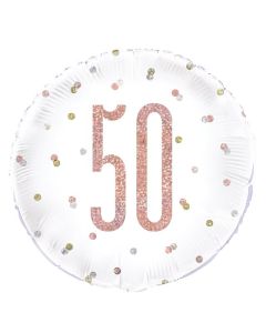 18" PKG GLITZ ROSE GOLD 50 FOIL BALLOON - 84904/1