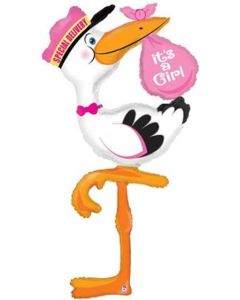 60" Pink Special Delivery Stork SuperShape Foil Oaktree