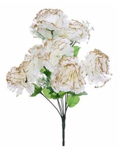 Carnation Bush Ivory With Gold Glitter