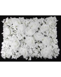 ROSES & HYDRANGEAS FLOWER WALL 60CM X 40CM IVORY - 884203/1